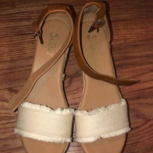 Multi colored espadrille wedge